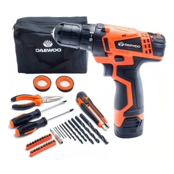 Taladro Atornillador Inalámbrico Daewoo DACD1210CK 12v Acc Y Bolso Color Negro/Naranja Frecuencia 50hz