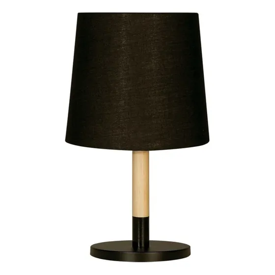 Lampara De Mesa Velador Pantalla Tokio Madera E27 Led Deco Estructura Negro