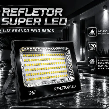 Kit 2 Refletores LED 600W QuantaCore Branco Frio IP67 Alumínio
