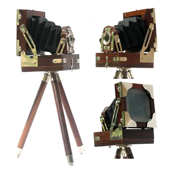 Camara Cine Vintage Antigua Tripode Madera Coleccionable