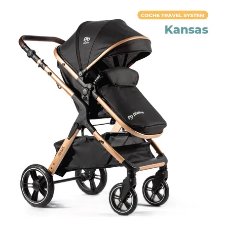 Coche Cuna Travel System Pikaboo Kansas Negro Negro Dorado