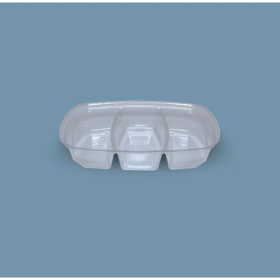 Contenedor Ovalado 3 Divisiones Darnel Transparente Paqx100
