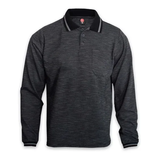 Camisa Polo Manga Comprida Com Bolso Sensação Várias Cores