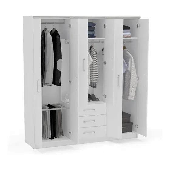 Clóset 6 Puertas 3 Gavetas B/w Melamina 163x46x181cm