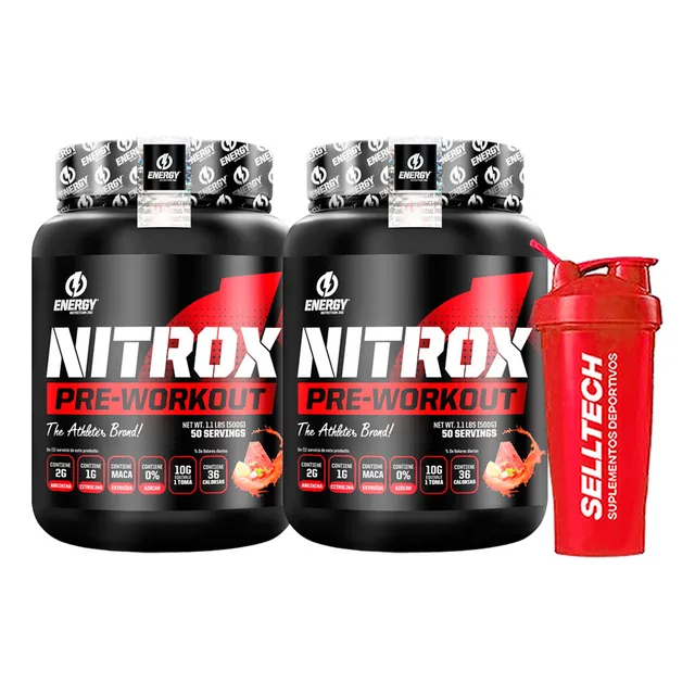 Pack Energy Nutrition Pre Entreno Nitrox 500gr Fruit Punchx2