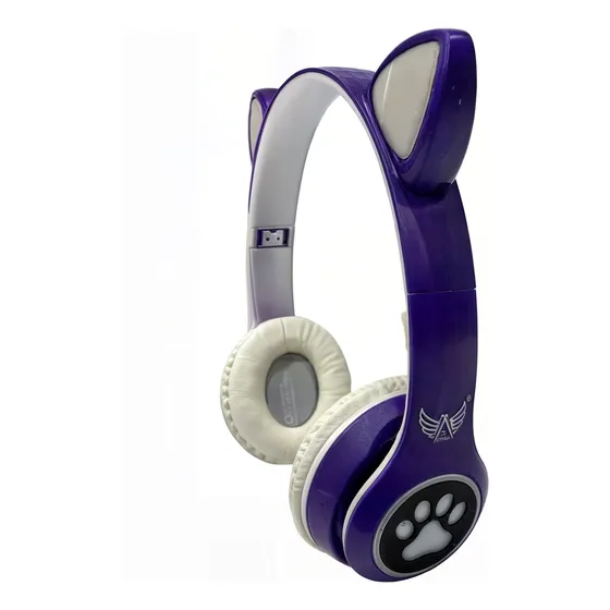Fone Gatinho Sem Fio Led Bluetooth Infantil Orelha Gato Cat1