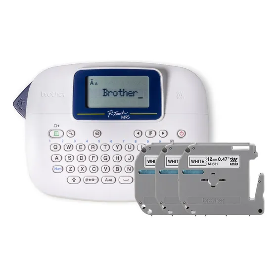 Kit Rotulador Brother Pt-m95wt + 3 Fitas M231 Cor Branco