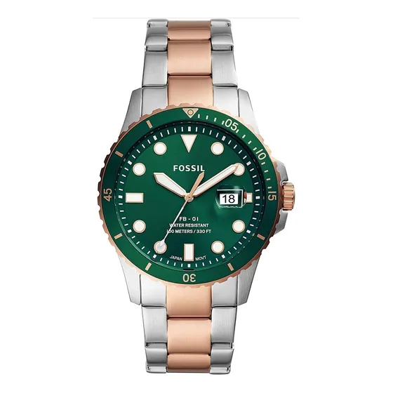 Reloj Hombre Fossil Fs5743 Fb-01 /relojería Violeta Color de la correa Plateado Color del fondo Verde/Or