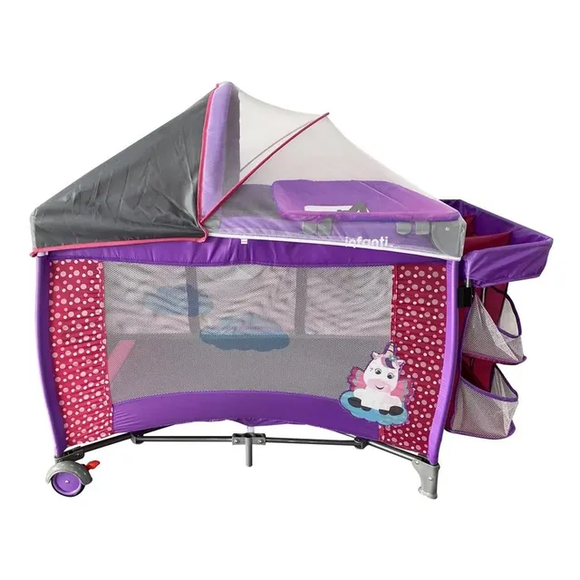 Cuna De Viaje Idara Rosa Unicornio Y Rojo Zorro Infanti
