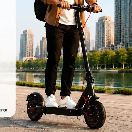 Patinete Elétrico Preto Vermelho Dobrável App Bluetooth Inteligente Motor 400W Carga Máxima 120kg Para Comutação Diária