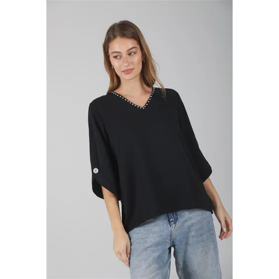 Blusa Premium Cartie Creppe Con Piedras Gu0337 Arizona
