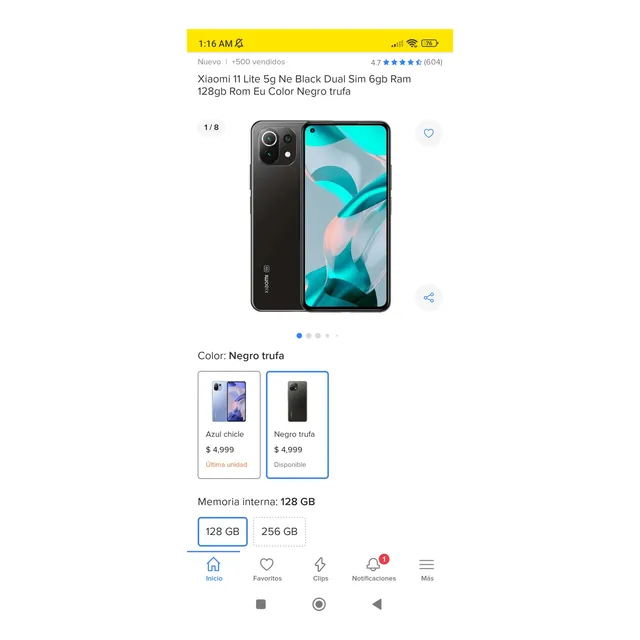 Xiaomi 11 Lite 5g Ne Black Dual Sim 6gb Ram 128gb Rom Eu Color Negro Trufa