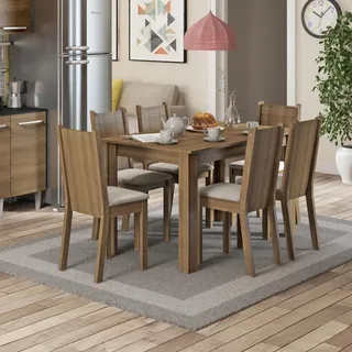 Conjunto Sala De Jantar Maris Madesa Mesa Com 6 Cadeiras Cor Rustic/pérola 044825zxtper Conjunto Sala De Jantar Maris Madesa Mesa Com 6 Cadeiras Cor Rustic/pérola 044825zxtper