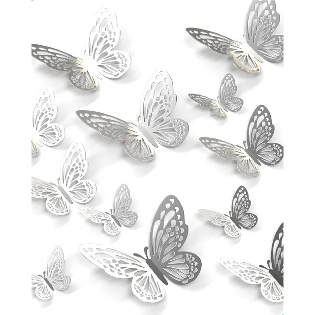 12 Mariposas Decorativas 3d Troquel Metalizadas Adhesivas