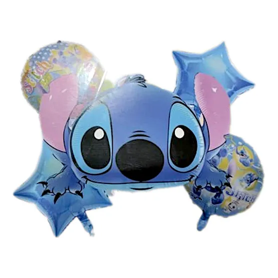 Globos Metalizado Feliz Cumpleaños 5 Piezas Helio Stitch