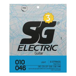 Kit 3 Encordoamentos Para Guitarra 010 Sg Strings Níquel Elétrica
