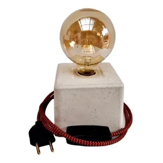 Abajur Cubo Concreto - Soquete E27 Decoração