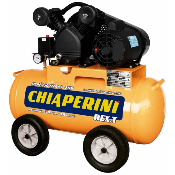Compressor de ar móvel Chiaperini Rex.T 10 ft. 50 litros 2 HP 140 lbs. Amarelo 127/220V