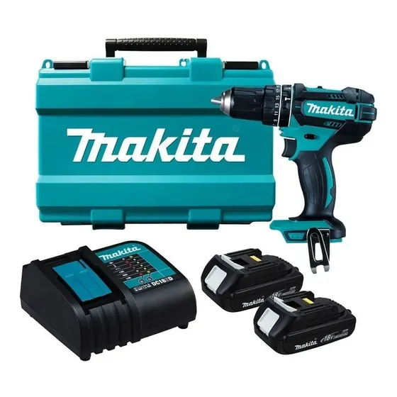 Taladro Rotomartillo Atornillador Inalambrico Makita 1/2 Pulg 18v + 2 Baterías DHP482SYE
