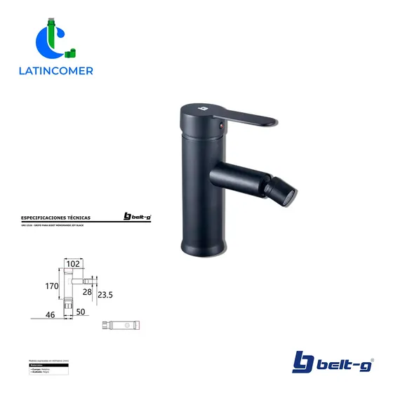Grifo Para Bidet Monomando Joy Black - Gri-1526