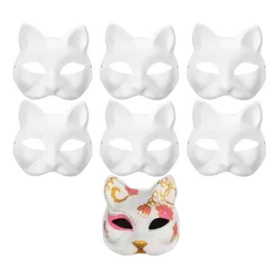 Asx 7 Piezas De Máscaras De Gato Therian Pintadas A Mano