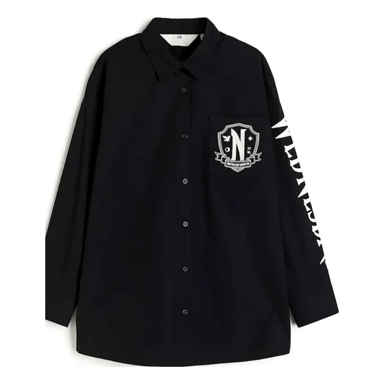 Camisa Negra De Niña, 12 Años, Wednesday, Marca H&m