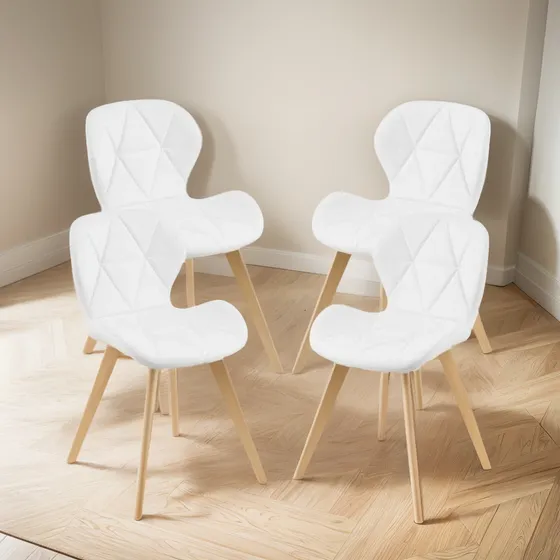 Pack 4 Silla Blanca Aviador Mariposa Radar Eiffel Pro Estructura de la silla Blanco