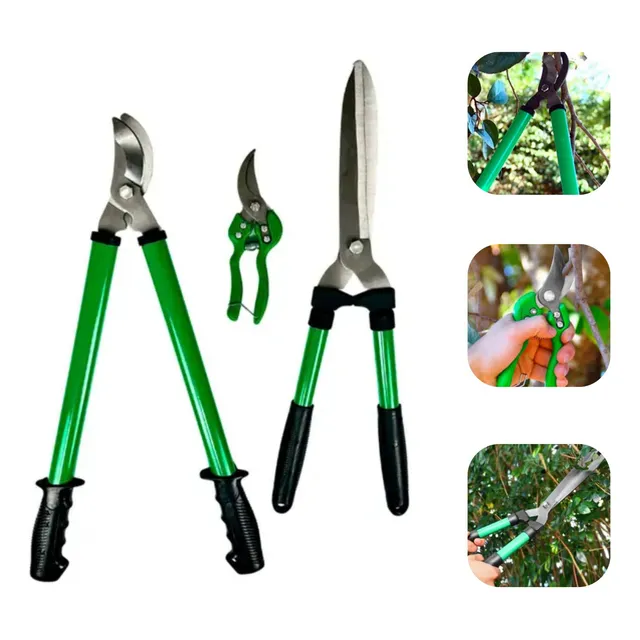 Conjunto Kit 3 Tesouras Poda Galho Grama Cerca Viva Trapp