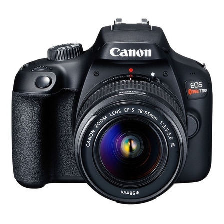  Canon EOS Rebel Kit T100 + lente 18-55mm III + lente 75-300mm III + 16 GB DSLR color  negro 