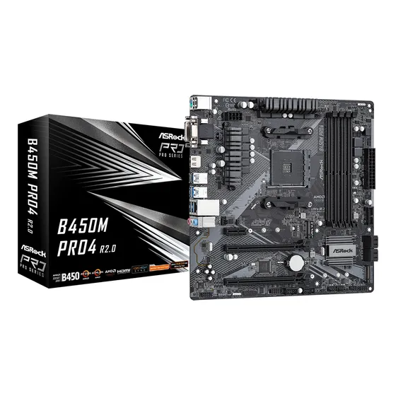 Tarjeta Madre Asrock B450m Pro4 R2.0 Am4 Soporta 128gb Ram