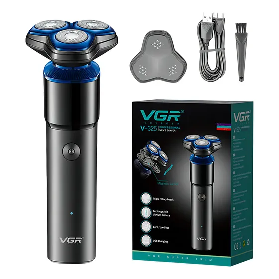 Afeitadora Eléctrica Hombre Shaver Vgr V-325 Recargable Color Negro Y Azul