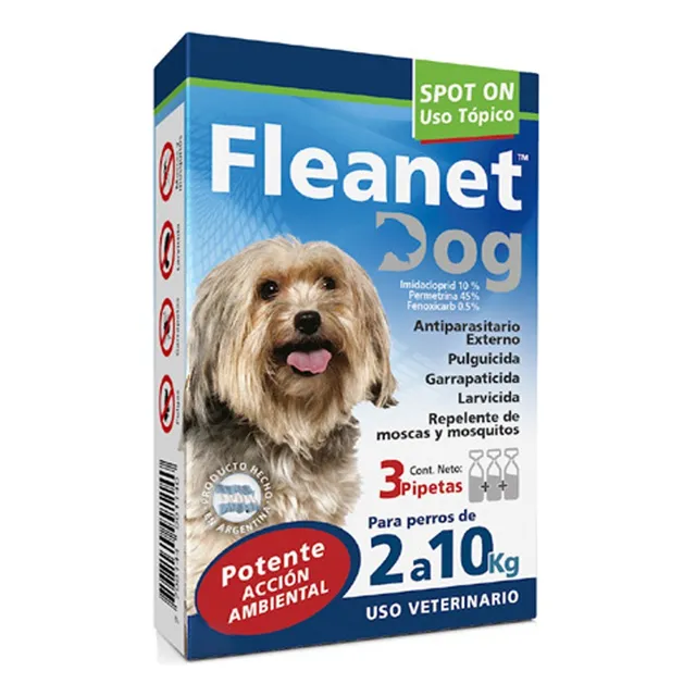 Pipeta Anti Pulgas Garrapata Fleanet Perro 2 A 10kg X 3 Unid