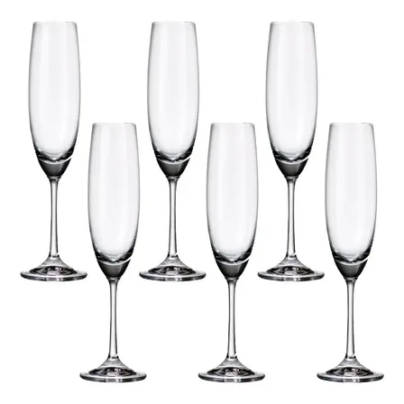 6 Taças De Cristal Para Espumante 250ml Milvus Bohemia Incolor