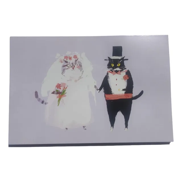 Tarjeta De Felicitaciones Divertida Para Boda, Diseño Gatos