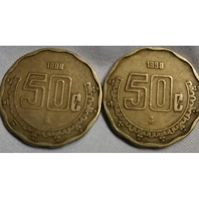 Monedas 50¢ Centavos Mexicanas Error Acuñación Año 1998/1888