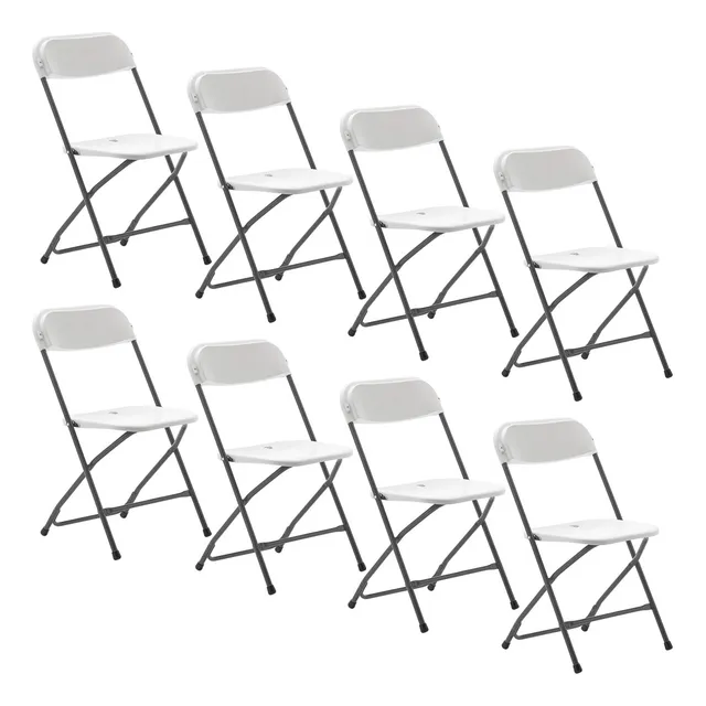 Silla Plegable X 8 Unid Plástico Patas Acero Hogar Y Eventos