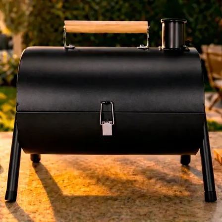 Mini Churrasqueira Portátil Tipo Bafinho Compacta Com Grelha Preto