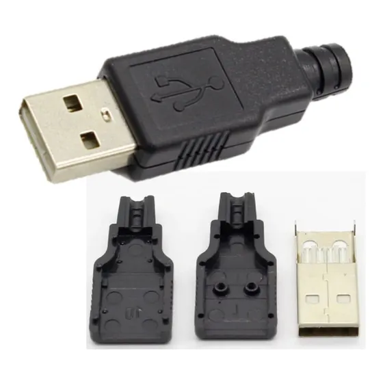 10x Conector Usb Tipo A Macho Com Capa Para Montar