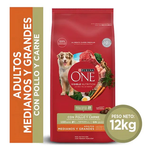 Alimento Perro Purina® One Adulto Med/grande Pollocarne 12kg