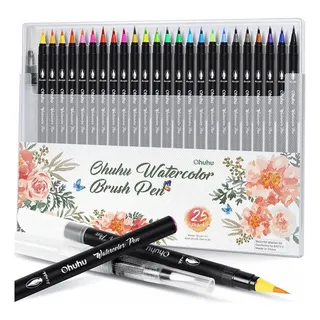 Caneta Marcadores Ohuhu Aquarela 24 Cores Pen Dupla Ponta