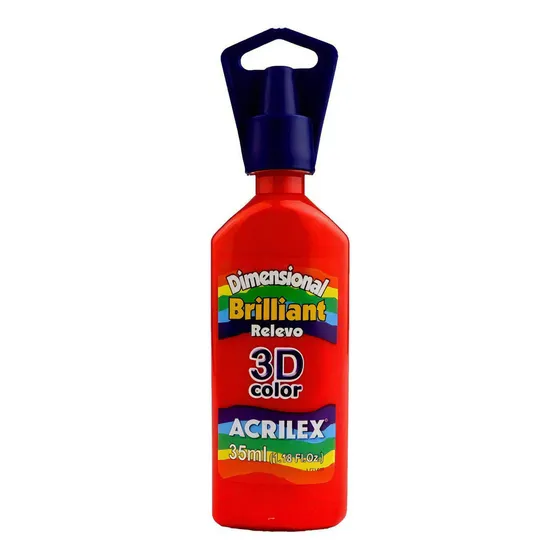 Tinta Acrilex 3D Gloss Dimensional Relief, 35 ml (unidad), color 507, rojo fuego