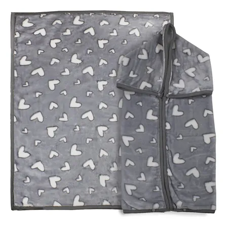 Saco Con Broche Ultra Soft Corazones 80x110cm Gris Bebesit