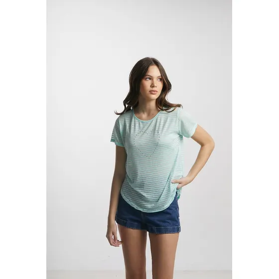 Franela Verde Agua Rayitas Corazon Piedritas Saints Clothes