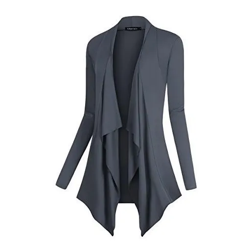 Coco Urbano Mujer Drape Frente Abierto Cardigan Manga Kxcno