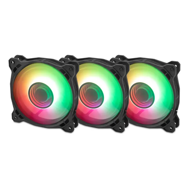 Kit De 3 Ventiladores Yeyian, yphoon LED ARGB, 120mm, 1000RPM, Negro, Compatible con Aura Sync, Con Control Remoto, YTK-120AL-01