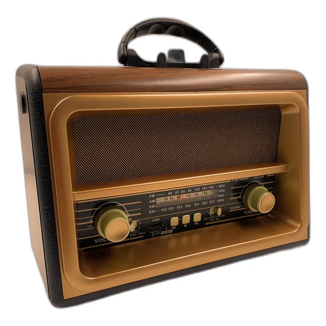 Rádio Retro Vintage Bluetooth Marrom Am/fm Auxiliar
