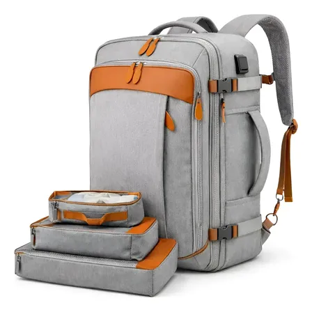 Mochila Viagem 40l Mochila Para Avião Expansível Necessaire Cinza Liso