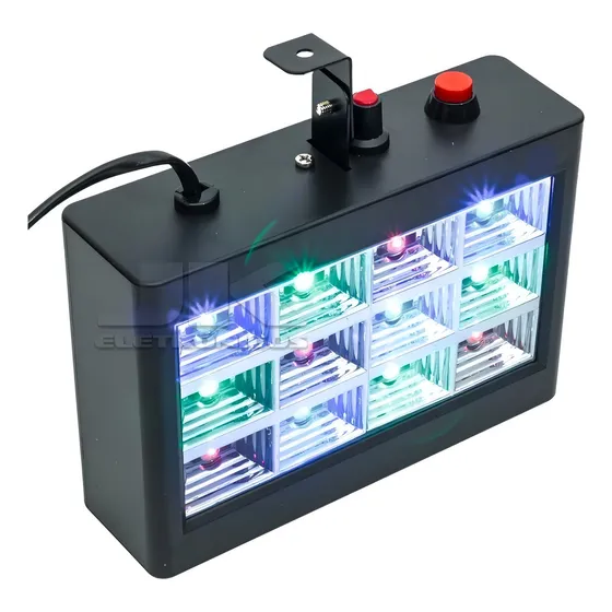 Strobo Rítmico 12 Leds Rgb 15w Dj Iluminação Festa Balada 127/220V