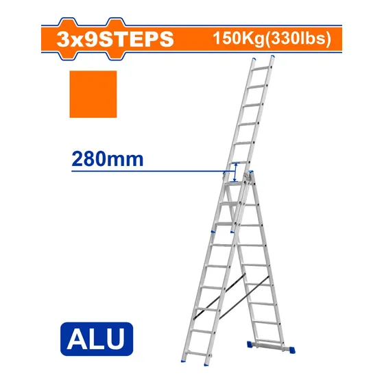 Escalera Extensible 3 Secciones X 9 Escalones Wadfow Wld6539