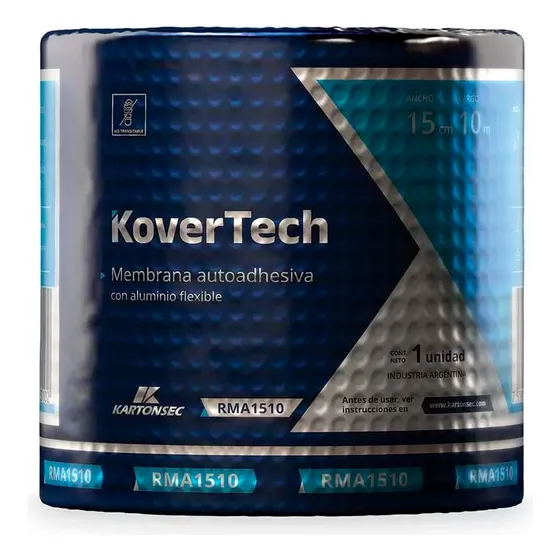 Membrana Autoadhesiva Kovertech Rollo 15cm X 10mts Aluminio